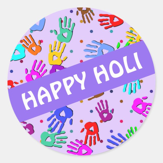 Pegatina Redonda holiES - puntos de mano coloreado patrón 1 (Anverso)