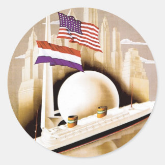 Pegatina Redonda Holland America Line New York
