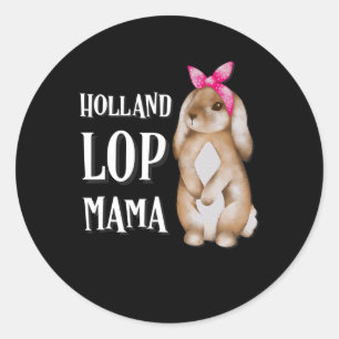 Pegatina Redonda Holland Lop Bunny Mama Amantes del Conejo