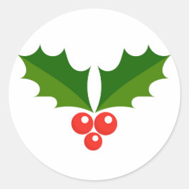 Pegatina Redonda Holly berries Christmas Sticker