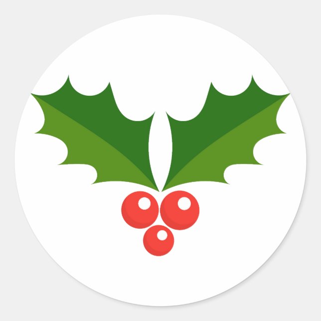 Pegatina Redonda Holly berries Christmas Sticker (Anverso)