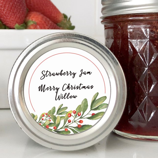 Pegatina Redonda Holly Berry Blank Jar Canning casero (Holly Berry Blank Homemade Jar Canning Classic Round Sticker)