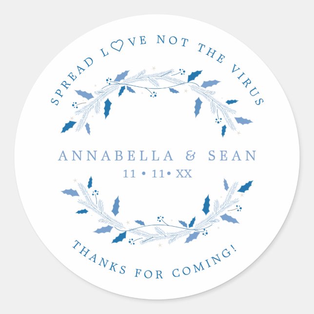 Pegatina Redonda Holly Christmas Custom Wreath Wedding Sanitizer (Anverso)