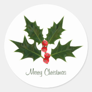 Pegatina Redonda Holly Christmas Sticker Merry Christmas