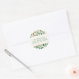 Pegatina Redonda Holly de Navidad Vegetación Dirección de Devolució