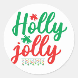 Pegatina Redonda Holly jolly