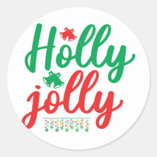 Pegatina Redonda Holly jolly