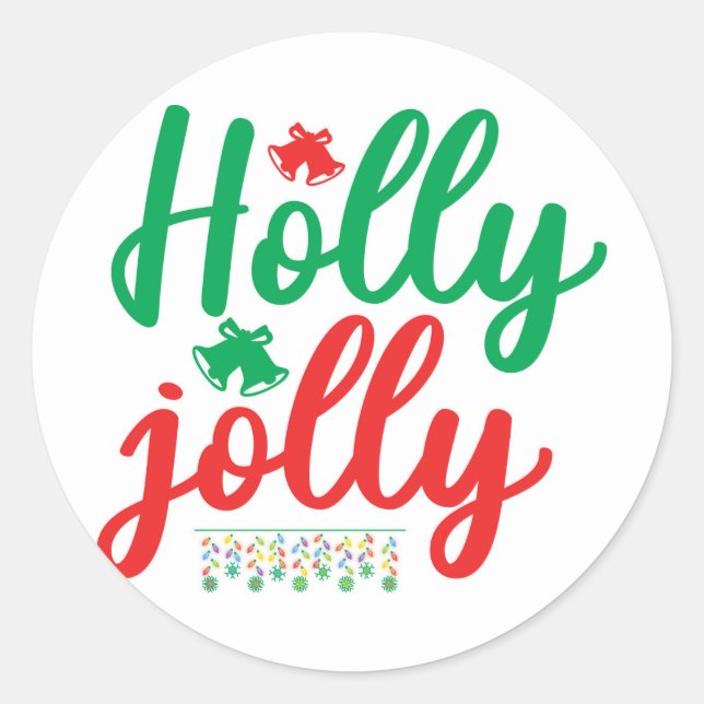 Pegatina Redonda Holly jolly (Anverso)