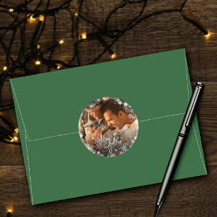 Pegatina Redonda Holly Jolly AF Foto de Relieve metalizado de imi
