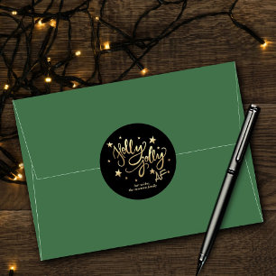 Pegatina Redonda Holly Jolly AF Guión de Relieve metalizado de Fa