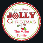 Pegatina Redonda Holly Jolly Christmas Stickers Labs<br><div class="desc">Holly Jolly Christmas Stickers Labs</div>