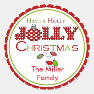 Pegatina Redonda Holly Jolly Christmas Stickers Labs