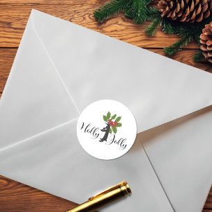 Pegatina Redonda Holly Jolly Cute Funny Penguin Navidades