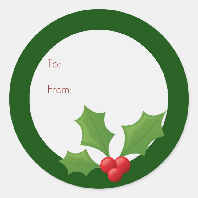 Pegatina Redonda Holly Jolly Label (Anverso)