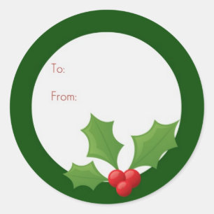 Pegatina Redonda Holly Jolly Label
