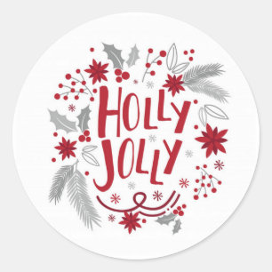 Pegatina Redonda Holly Jolly Personalizable Christmas Stickers