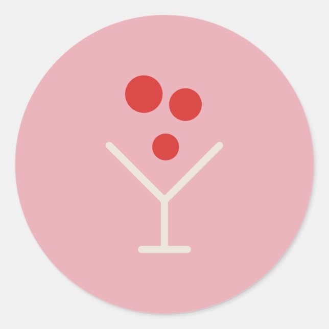 Pegatina Redonda Holly Jolly Pink Martini Holiday Sticker (Anverso)