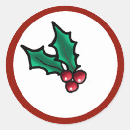Pegatina Redonda Holly, Navidades de KiniArt