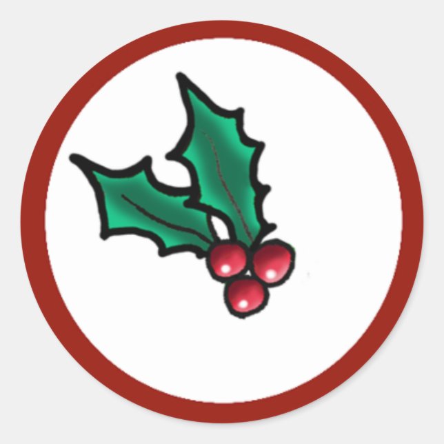 Pegatina Redonda Holly, Navidades de KiniArt (Anverso)