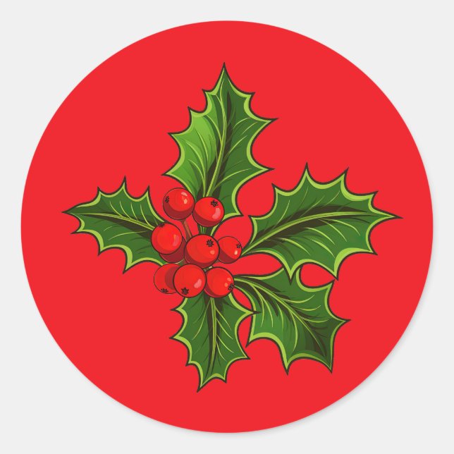 Pegatina Redonda Holly Pegatinas (Anverso)