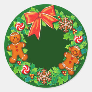 Pegatina Redonda HOLLY, PINWHEELS & GINGER WREATER de SHARON SHARPE