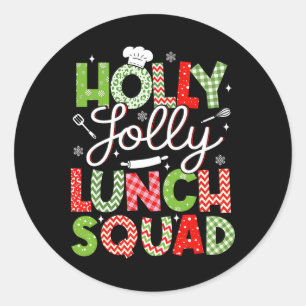 Pegatina Redonda Holly Retro Jolly Lunch Squad Cafetería Lunch Lady