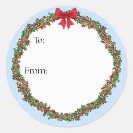 Pegatina Redonda Holly Wreath Gift Sticker