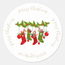 Pegatina Redonda Holly y Berries con acciones de Navidades