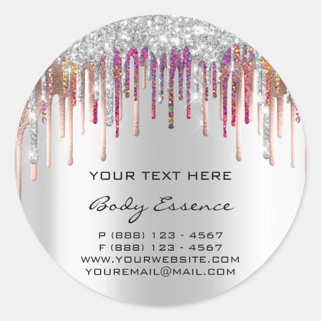 Pegatina Redonda Holografía de maquillaje Días feriados de plata Ro (Anverso)