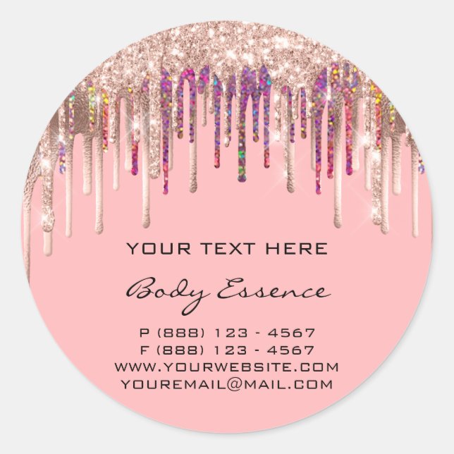 Pegatina Redonda Holografía de maquillaje Días feriados rosados Ros (Anverso)