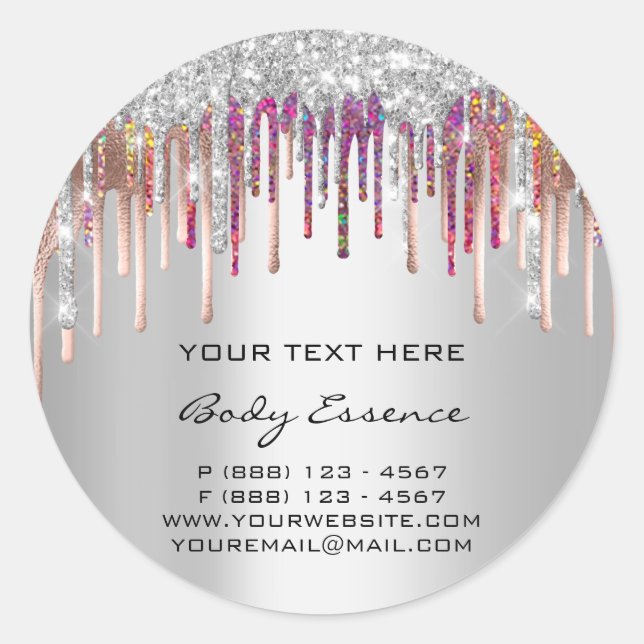 Pegatina Redonda Holografía de maquillaje Días festivos de gris Ros (Anverso)