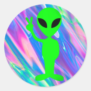 Pegatina Redonda holograma alienígena