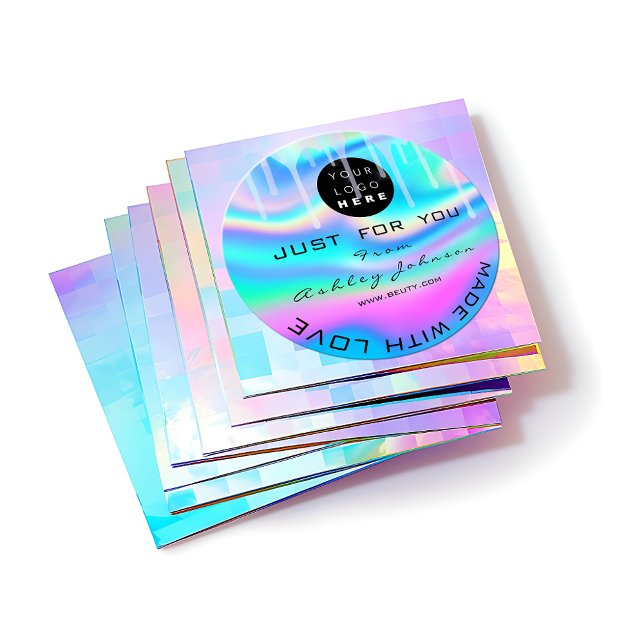 Pegatina Redonda Holograma de agradecimiento de purpurina hecho con (Subido por el creador)