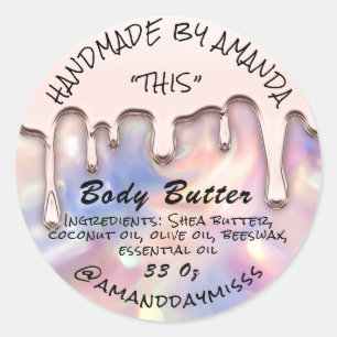 Pegatina Redonda Holograma Rosa de perforación de abalorios de mant