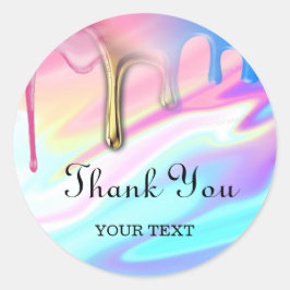 Pegatina Redonda holograma unicornio gotea gracias