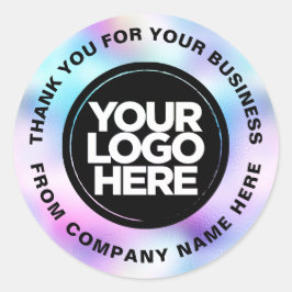 Pegatina Redonda Holograph Personalizado Logo Name Web Gracias