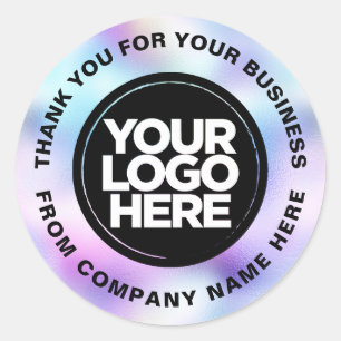 Pegatina Redonda Holograph Personalizado Logo Name Web Gracias