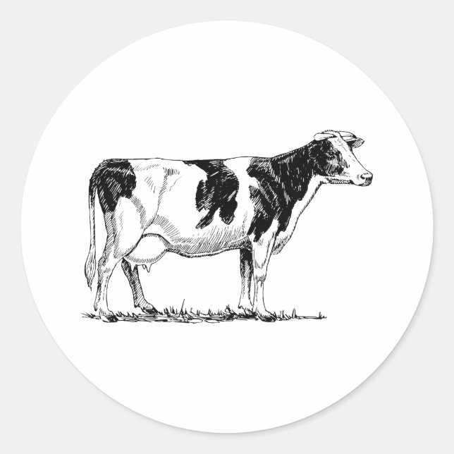 Pegatina Redonda Holstein Cow (Anverso)