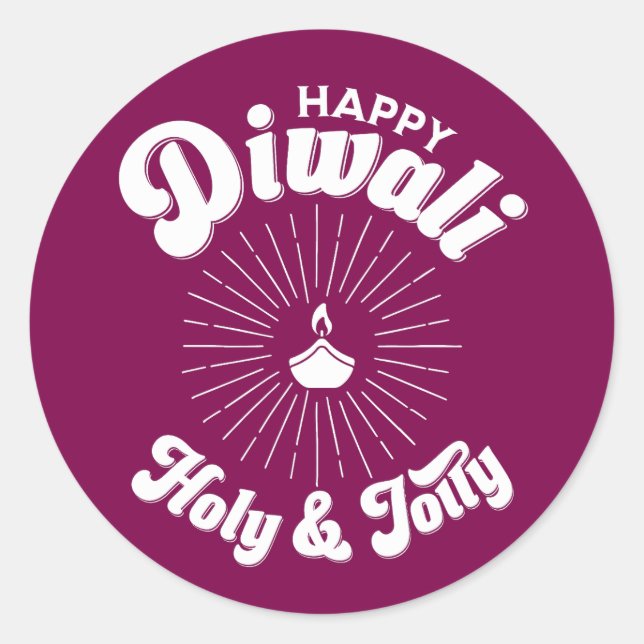 Pegatina Redonda Holy And Jolly Diwali (Anverso)