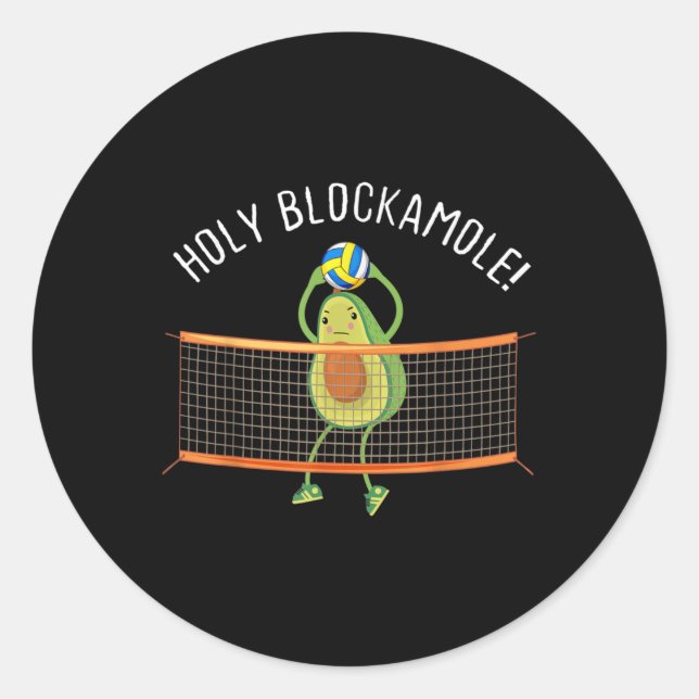 Pegatina Redonda Holy Blockamole Volleyball Cute Fun  (Anverso)