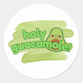 Pegatina Redonda "Holy Guacamole" Avocado Sticker Cute