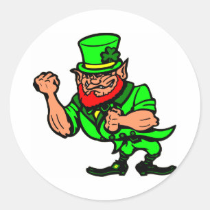 Pegatina Redonda Hombre blanco luchando contra irlandés