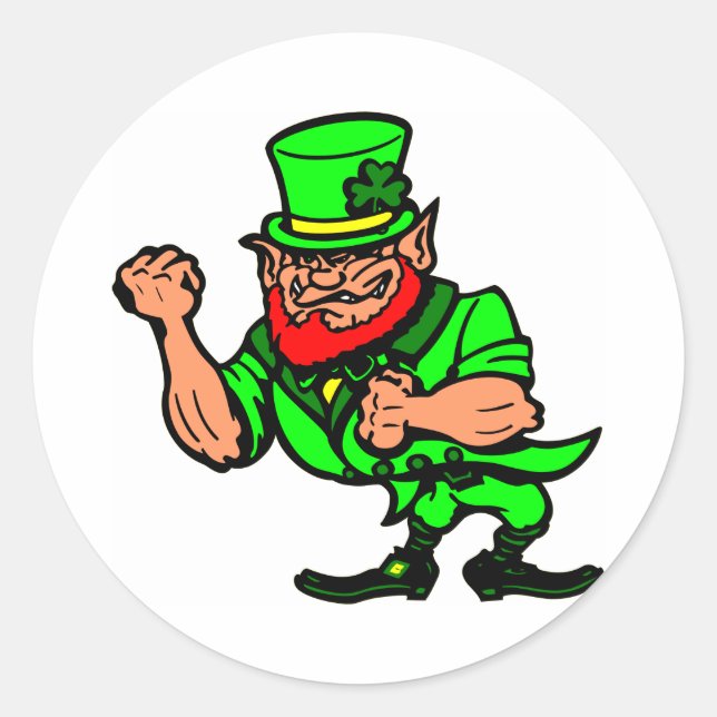 Pegatina Redonda Hombre blanco luchando contra irlandés (Anverso)