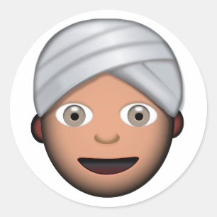 Pegatina Redonda Hombre con emoji del turbante