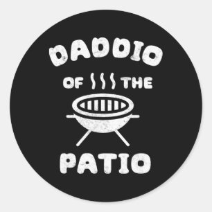 Pegatina Redonda Hombre Daddio Del Patio Día Del Padre Barbacoa Par