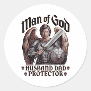Pegatina Redonda Hombre De Dios Esposo Papa Christian Jesus Blessed