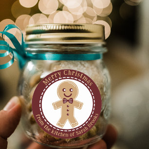 Pegatina Redonda Hombre De Gingerbread De La Cocina De Los Navidade