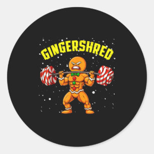 Pegatina Redonda Hombre de jengibre divertido Gingershred gimnasio