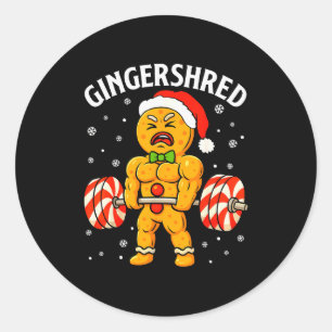 Pegatina Redonda Hombre de jengibre divertido Gingershred gimnasio 