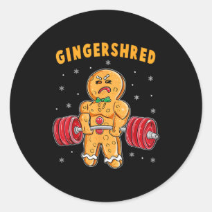 Pegatina Redonda Hombre de jengibre divertido Gingershred gimnasio